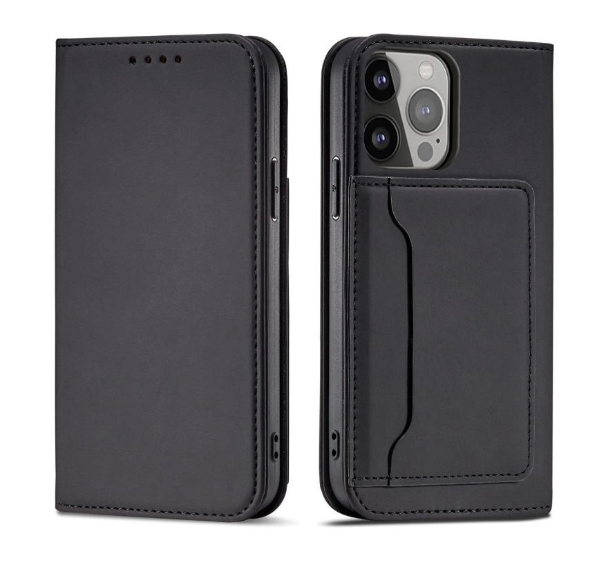 Ümbris kaanega Pouch Card Wallet iPhone 12 Pro Max (must)