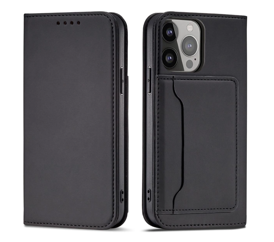Ümbris kaanega Pouch Card Wallet iPhone 13 Mini (must)