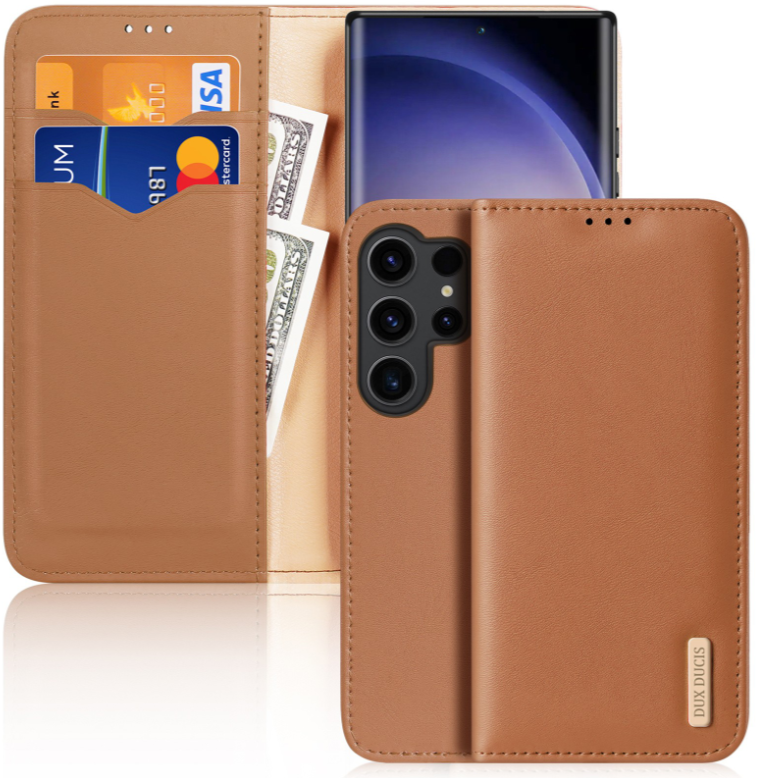 Ümbris kaanega Dux Ducis Hivo Genuine Leather Samsung S24 (pruun)