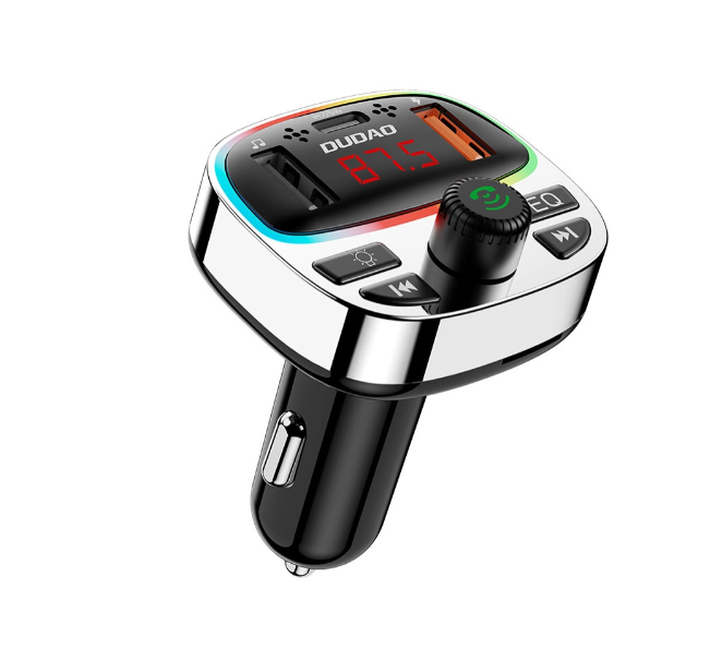 Dudao R2PRO+ Bluetooth Transmitter 2xUSB PD25W (melns/hõbe)