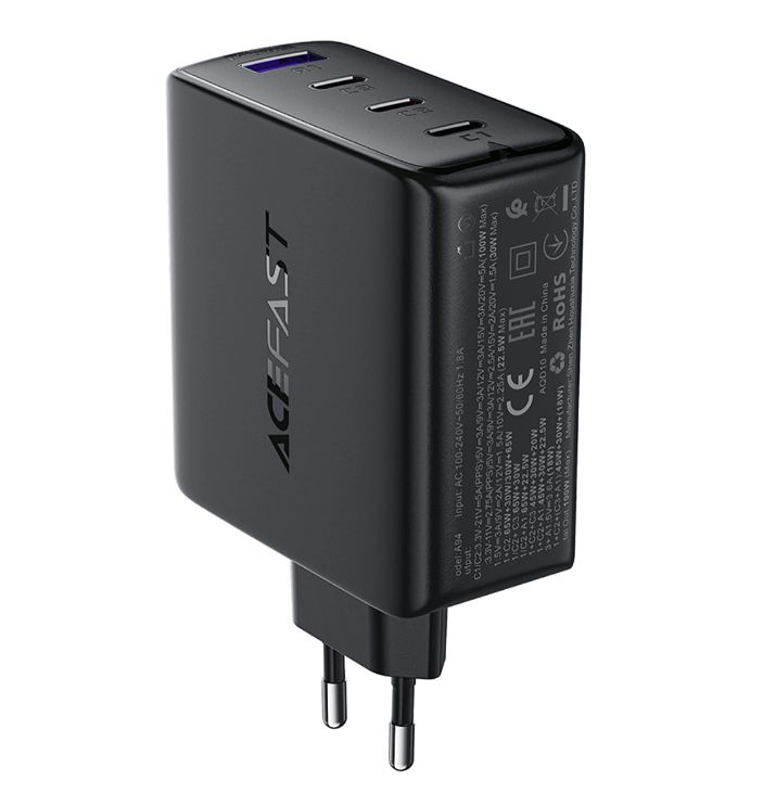 Laadija Acefast A94 PD100W GaN 3xType-C / 1xUSB-A (must)