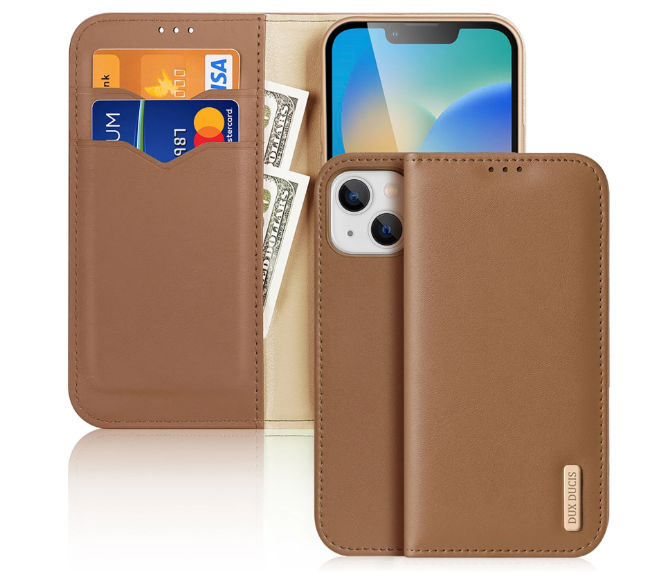 Ümbris kaanega Dux Ducis Hivo Genuine Leather iPhone 14 (pruun)