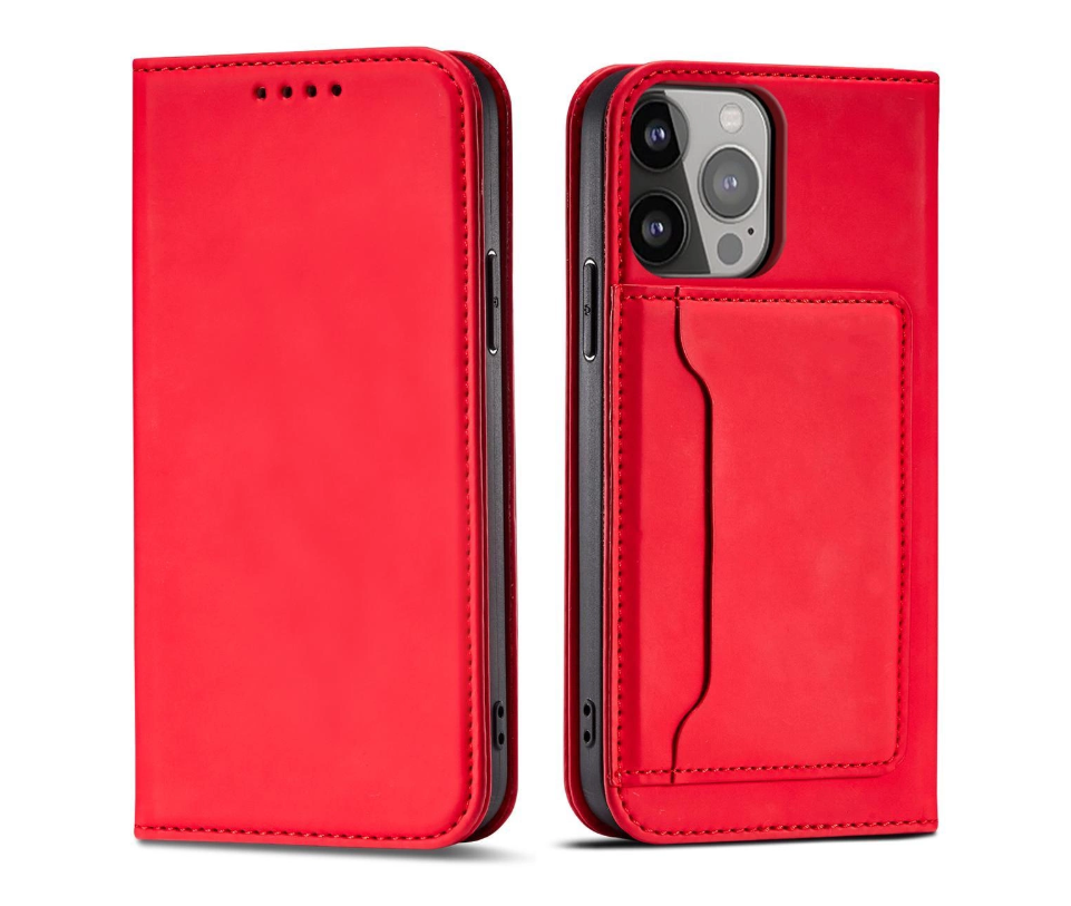 Ümbris kaanega Pouch Card Wallet iPhone 13 Pro (punane)
