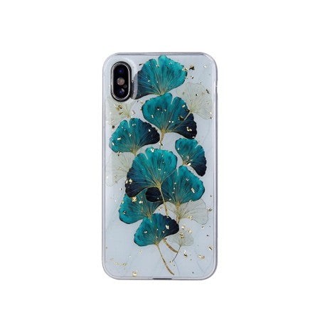 Silikoon Gold Glam Case iPhone 15 Pro Max (valge/lehed)
