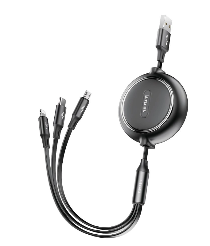 Juhe BASEUS CAMLT-JH01 3in1 Lighting+MicroUsb+Type-C 35cm - 120cm 3.5A (must)