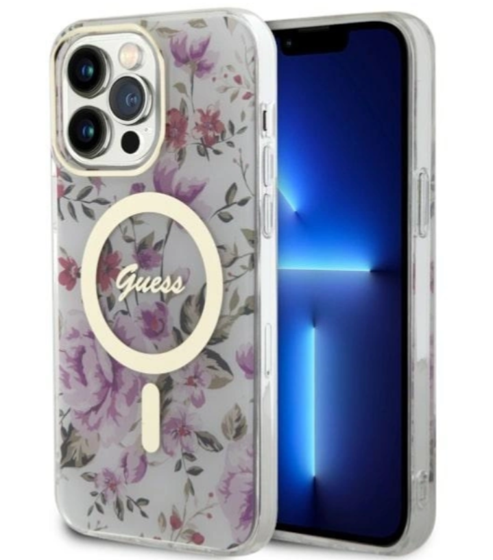 Ümbris Guess MagSafe GUHMP14XHCFWST iPhone 14 Pro Max (läbipaistev/lilled)