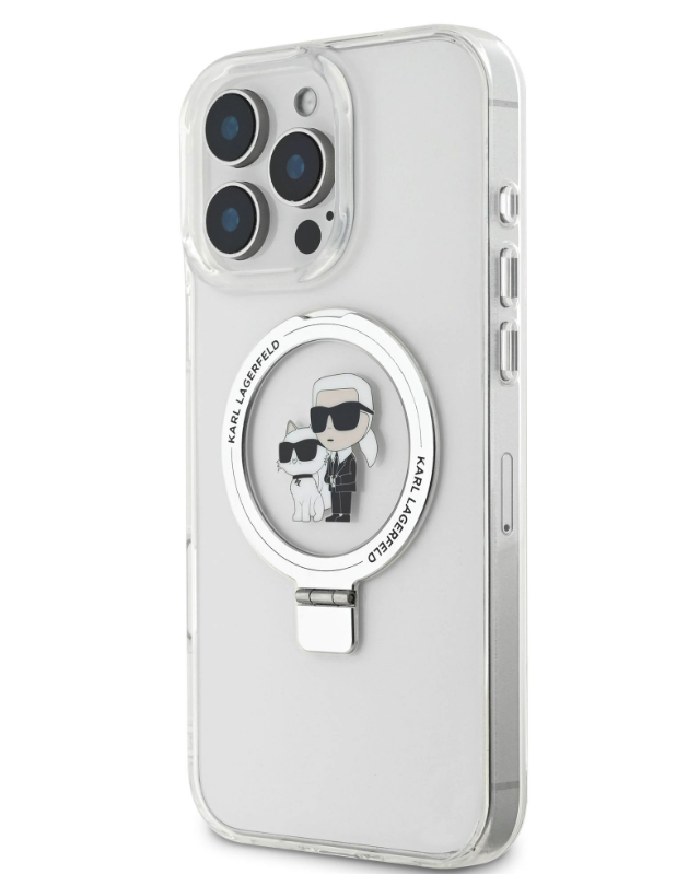 Karl Lagerfeld Ümbris KLHMP16XHMRSKCH Ringstand Karl and Choupette MagSafe iPhone 16 Pro Max (läbipaistev)