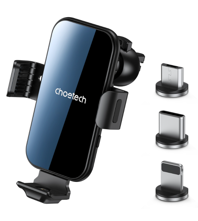 Telefoni autohoidik laadijaga Choetech T201-F 15W ventilatsiooni (must)