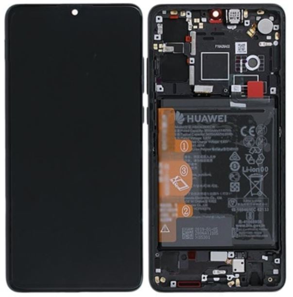 Varuosa Huawei P30 LCD ekraan raamiga+aku must (service pack)