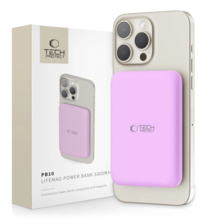 Tech-Protect LifeMag MagSafe PB10 5000mAh Power Bank (roosa)