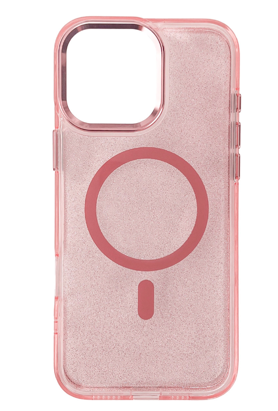 Ümbris Magnetic Glitter MagSafe iPhone 16 Pro Max (roosa)