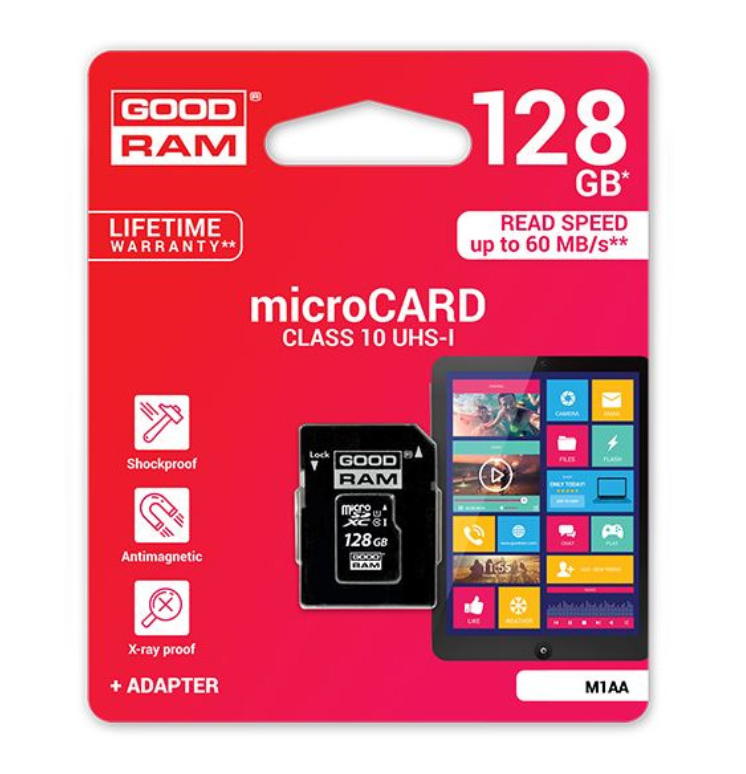 Mälukaart Micro SD Goodram 128 GB HC UHS-I Class 10 + SD Adapter