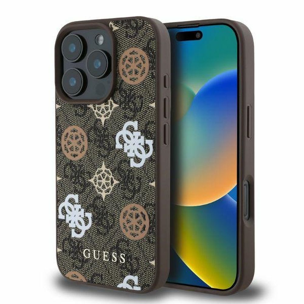 Guess MagSafe Ümbris GUHMP16LP4PWPW Peony Script iPhone 16 Pro (pruun)