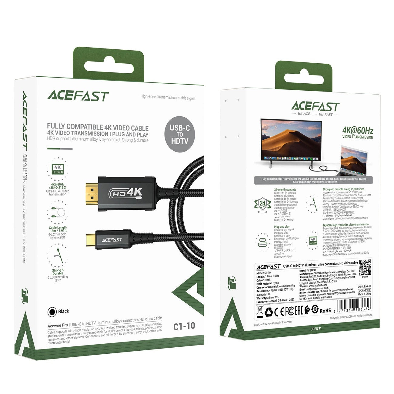 Juhe Acefast C USB-C HDMI 1.8m (must)
