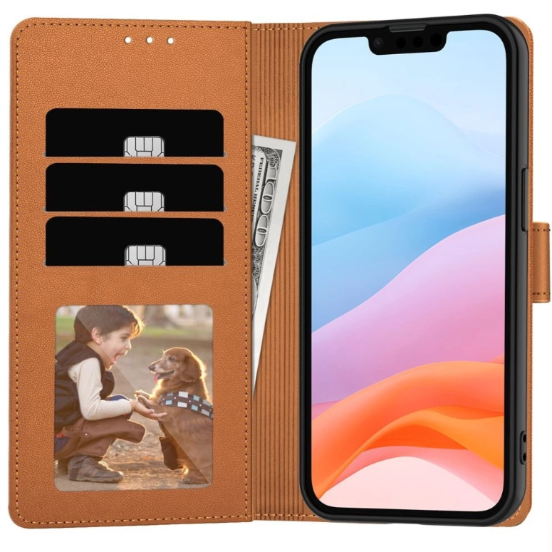 Ümbris kaanega Fancy Wallet Xiaomi Redmi 14C/ Redmi A4/ Poco C75 (pruun)