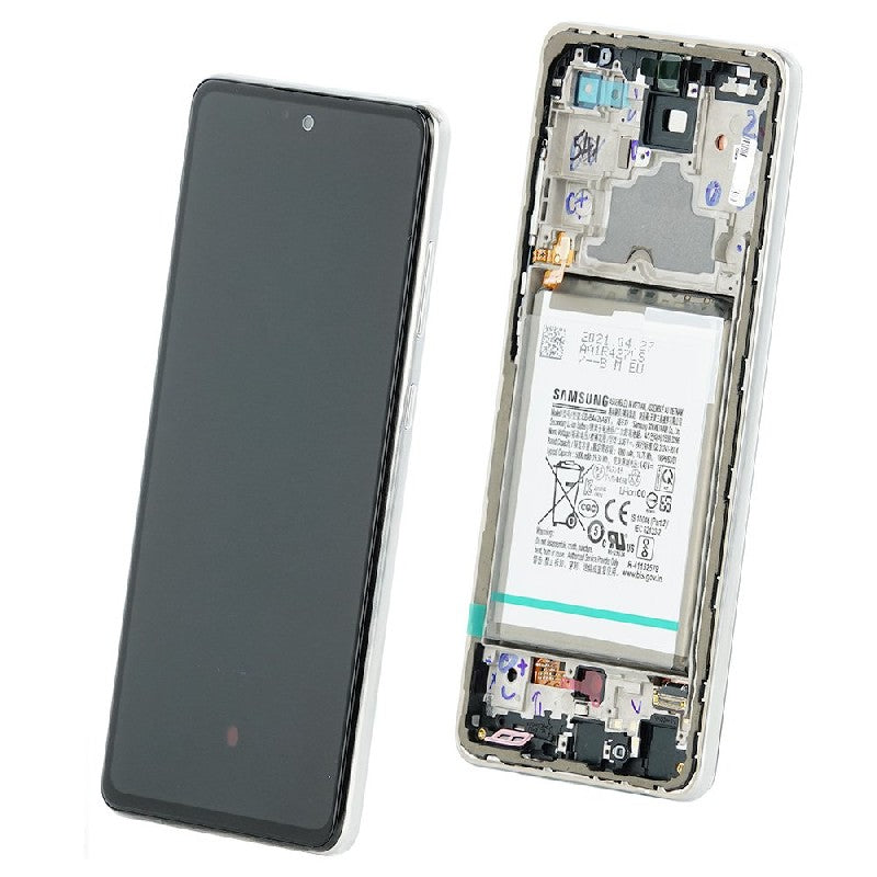 Varuosa Samsung Galaxy A72 4G/5G ekraan raami ja akuga valge (service pack)