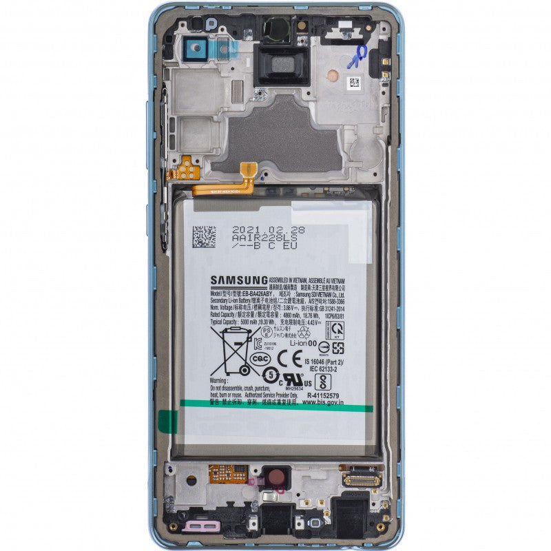 Varuosa Samsung Galaxy A72 4G/5G ekraan raami ja akuga sinine (service pack)