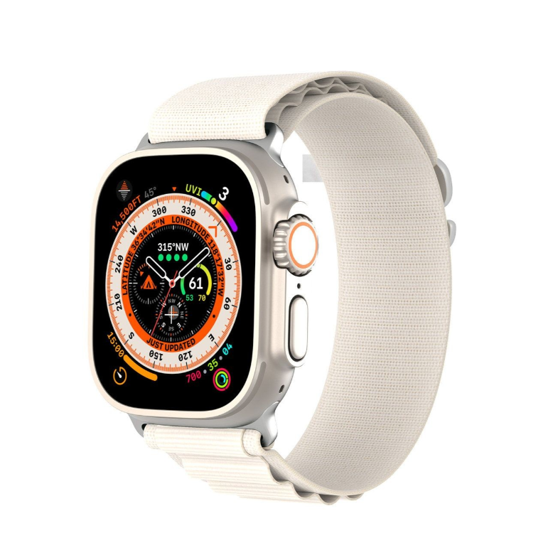 Kellarihm Dux Ducis GS nylon Apple Watch 42/ 44/ 45/ 49mm (valge)
