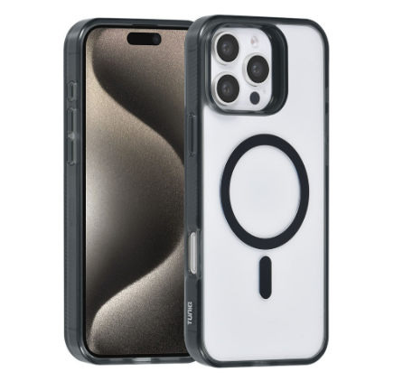 Silikoon MagSafeTUNIQ iPhone 16 Pro (läbipaistev / must)