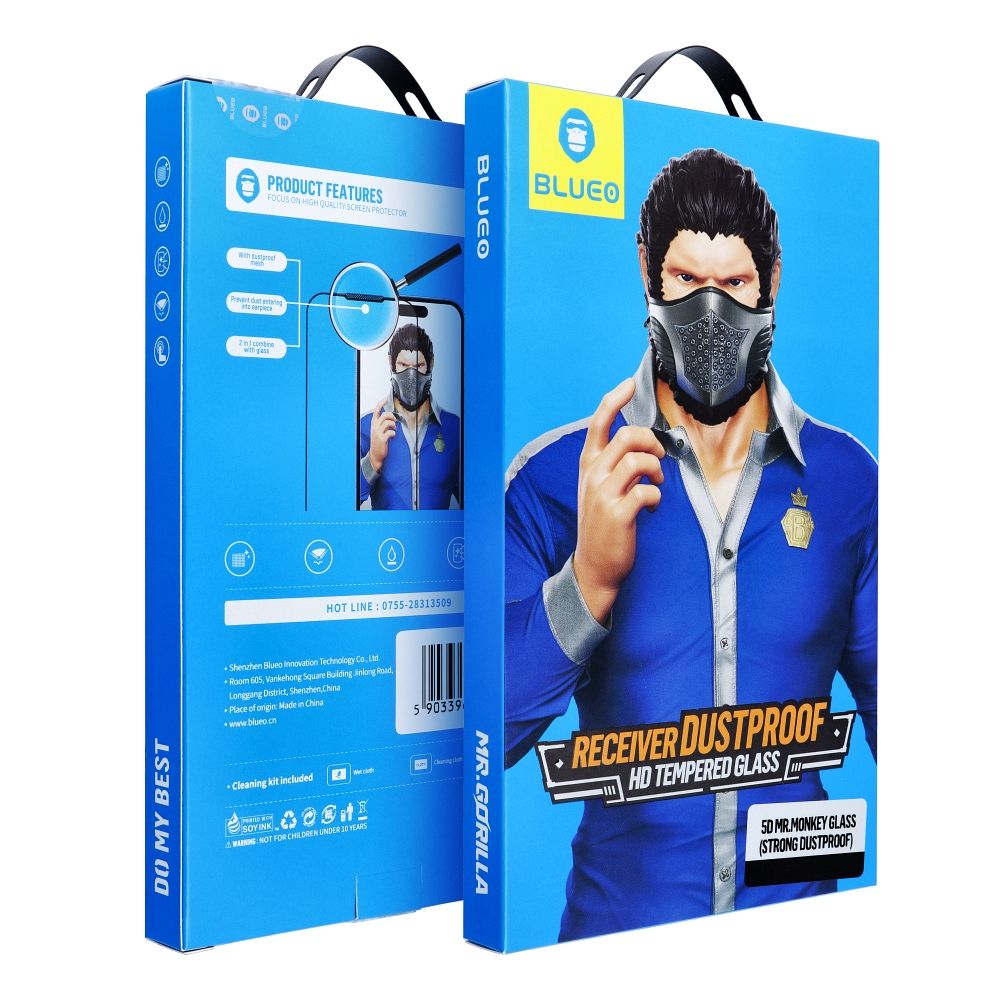 Kaitseklaas "5D Mr. Monkey" Full Glue Strong Dustproof  iPhone 17 Pro Max / 16 Pro Max (must)