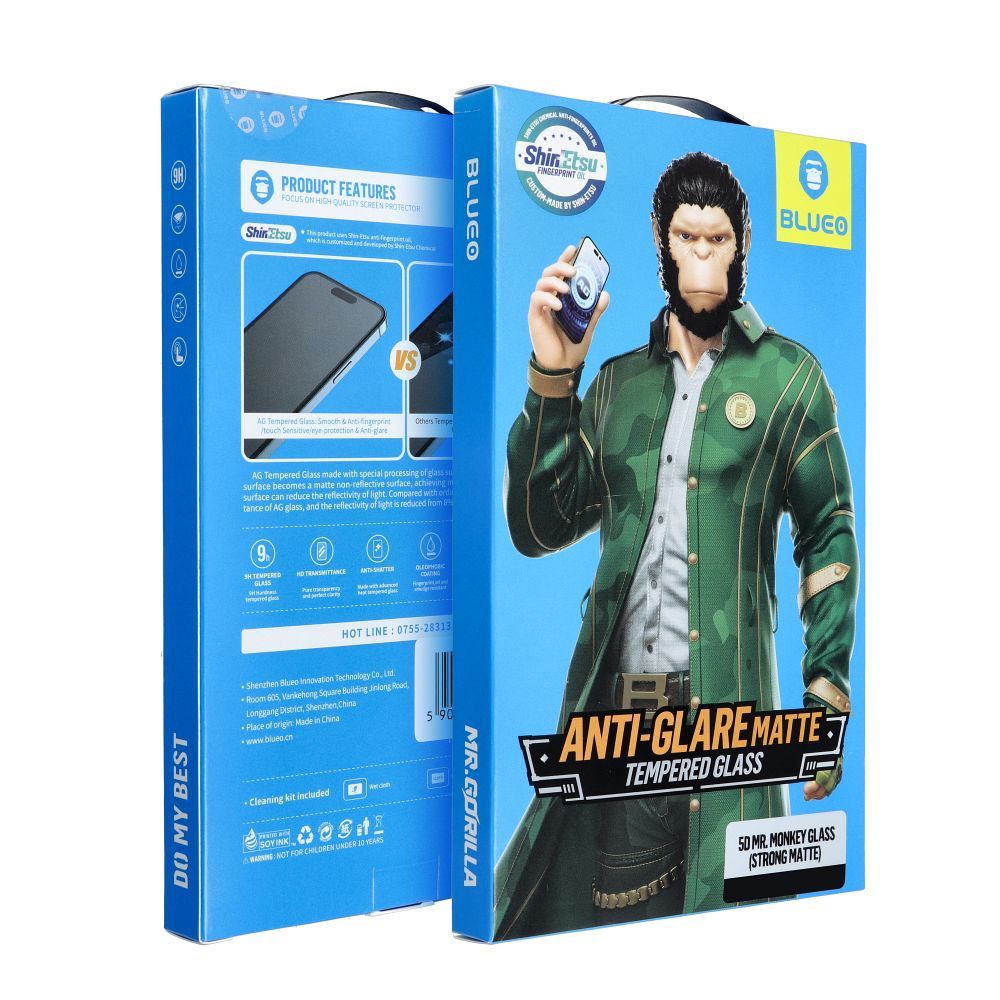 Kaitseklaas "5D Mr. Monkey" Full Glue Strong Matte iPhone 17 Air (must)