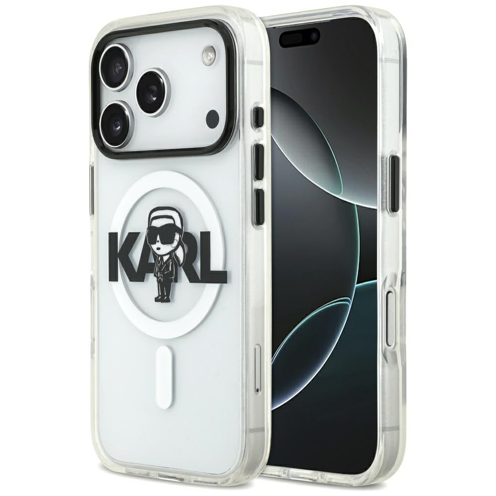 Karl Lagerfeld IML Karl Sketch Logo MagSafe Case for iPhone 17 Pro (läbipaistev)