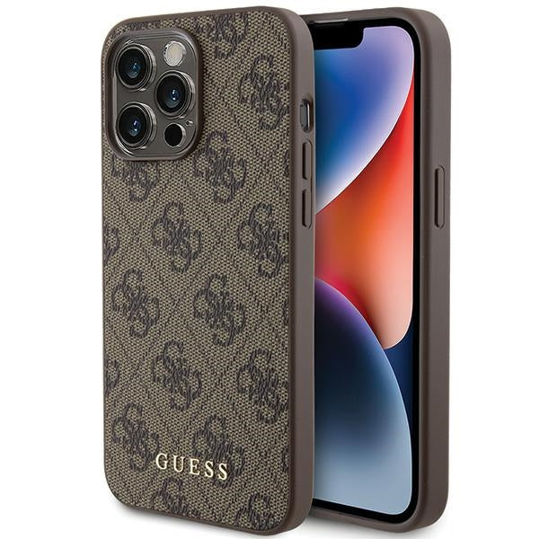 Guess Ümbris 4G Metal Gold Logo iPhone 15 Pro Max (pruun)
