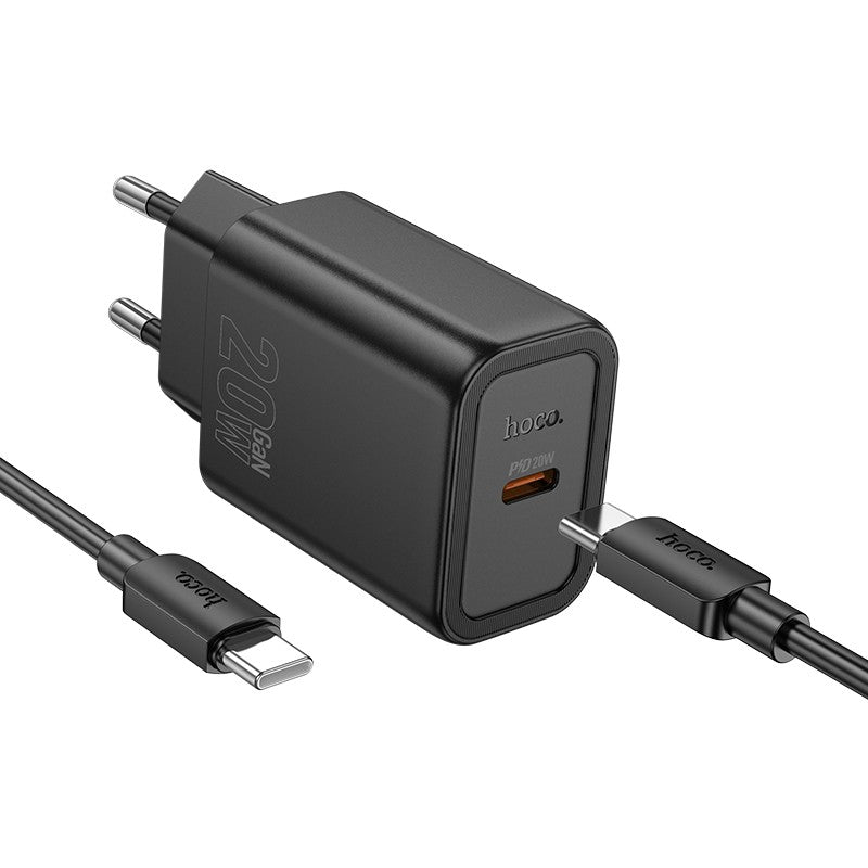 Laadija Hoco N60 20W GaN USB-C + USB-C to USB-C cable 1.0m (must)