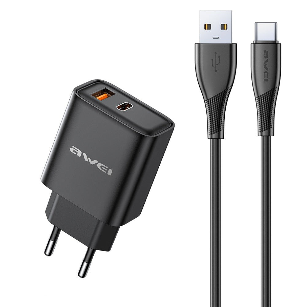 Charger Awei PD81T-EU 22.5W USB-A / USB-C + USB-A to USB-C 1m (must)