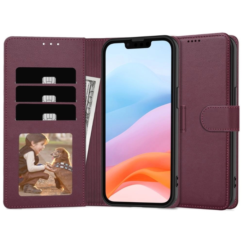 Ümbris kaanega Fancy Wallet Xiaomi Redmi 15С 4G (viinamari)