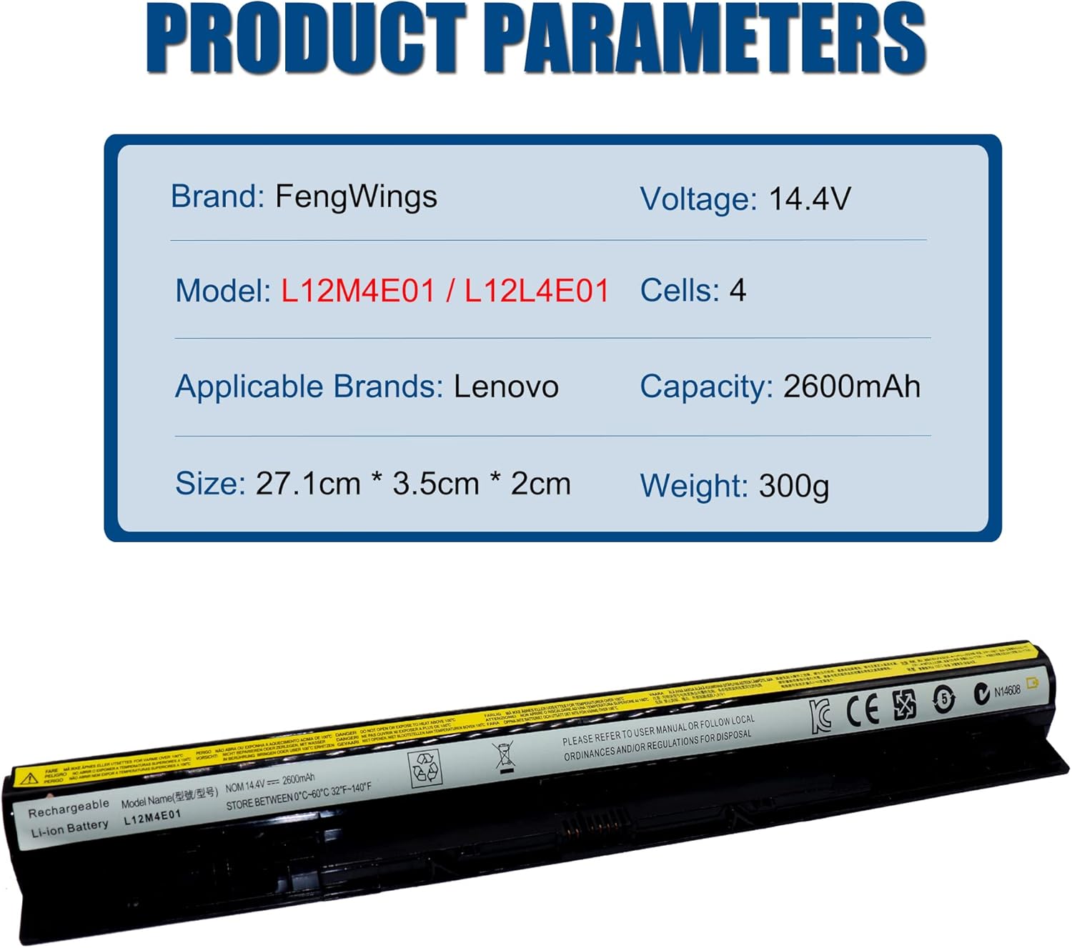 Aku Lenovo G50/Z50/B70 analoog 14.4V 2600mAh