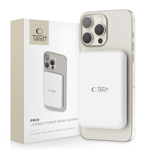 Tech-Protect LifeMag MagSafe PB10 5000mAh Power Bank (valge)