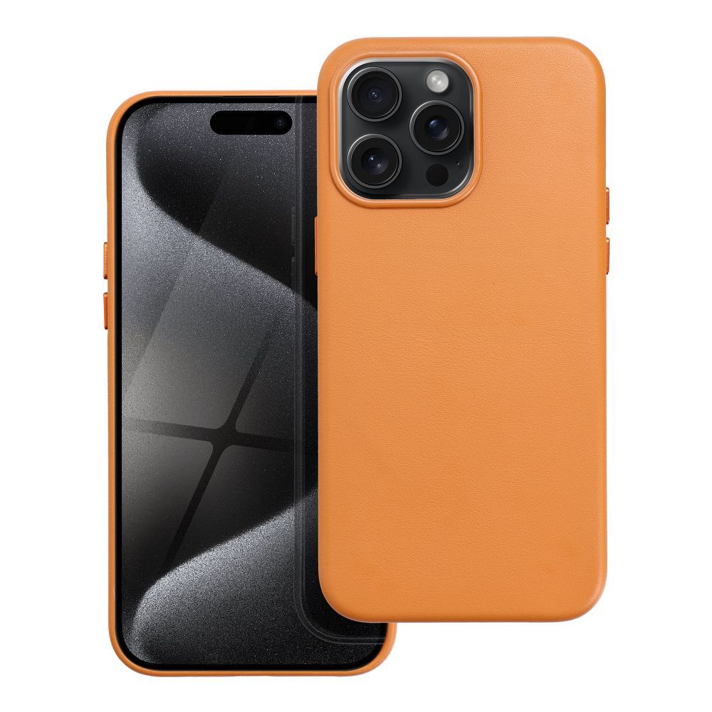 Ümbris Leather Mag Cover iPhone 15 Pro (oranž)