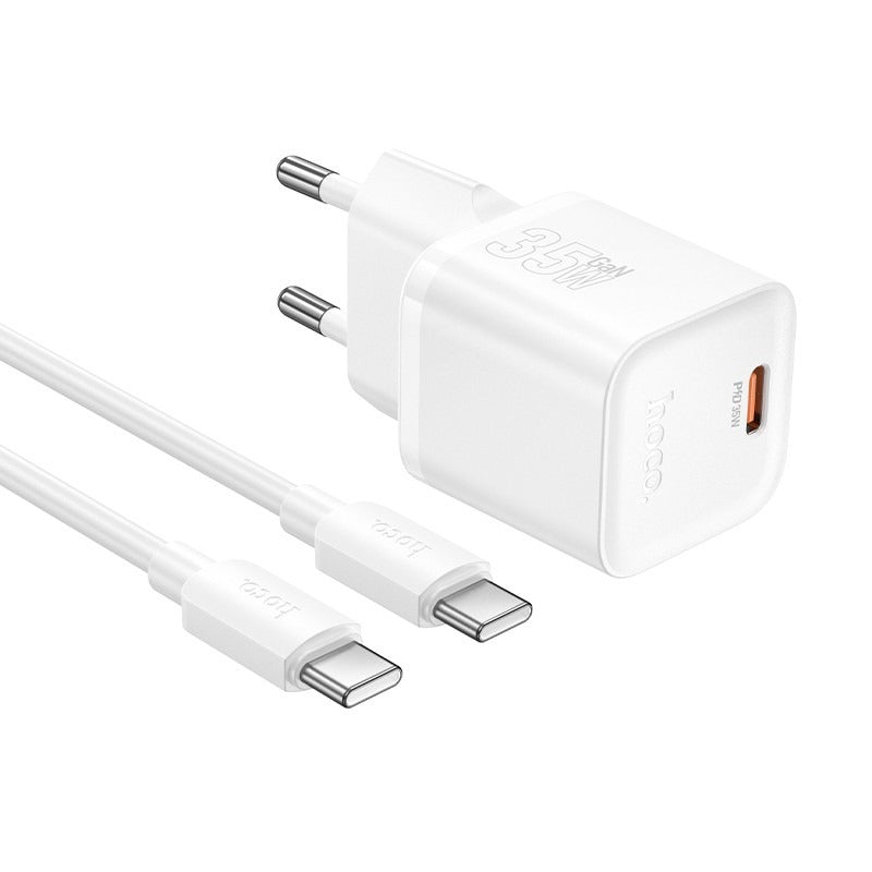 Adapter Hoco N66 35W GaN USB-C / USB-A + USB-C to USB-C (valge)
