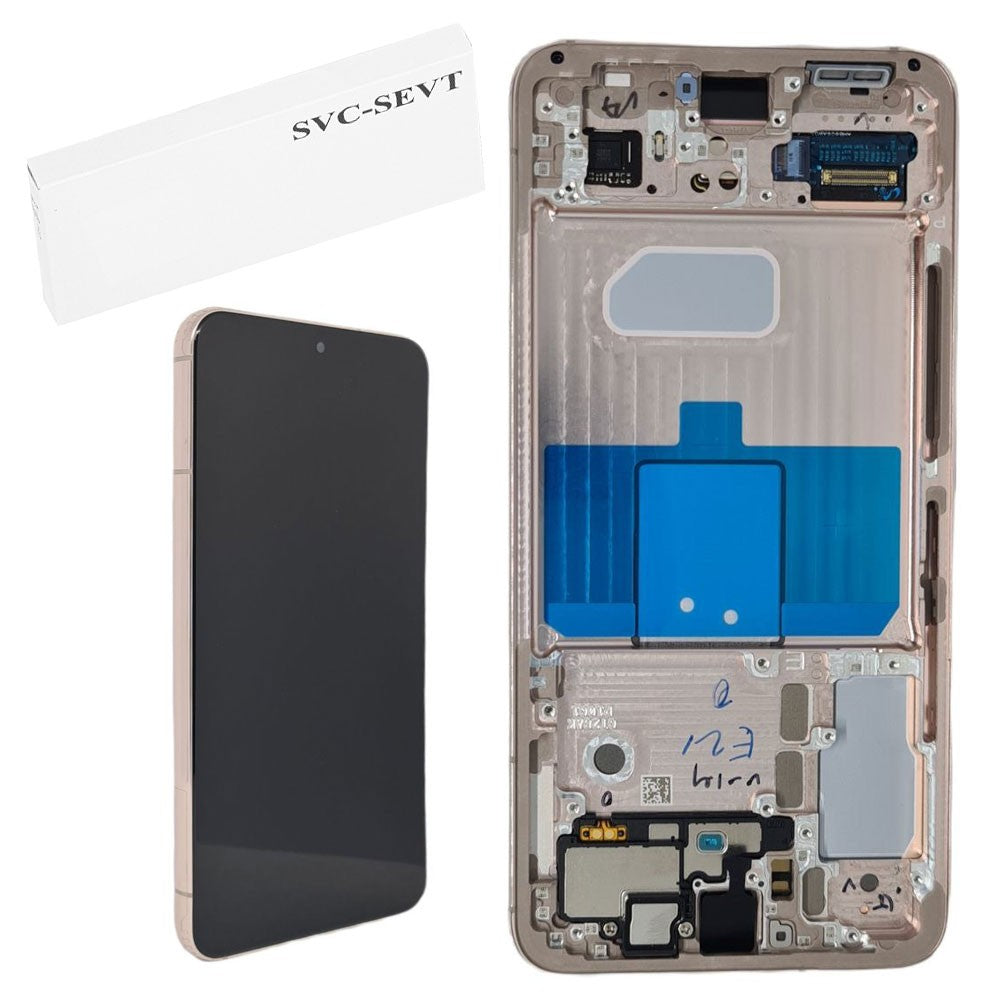 Varuosa LCD Samsung Galaxy S22 koos raamiga service pack (rose-gold)