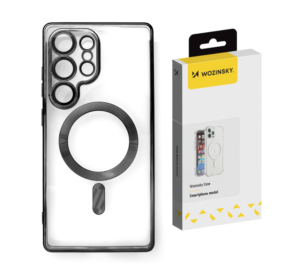 Silikoon Wozinsky Electroplated MagSafe Samsung S24 FE (läbipaistev/must)