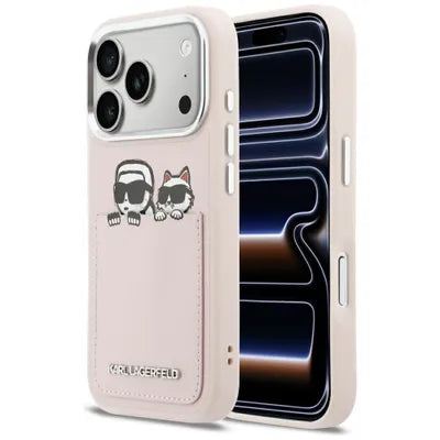 Karl Lagerfeld Print & Pocket Case for iPhone 17 Pro Max (roosa)
