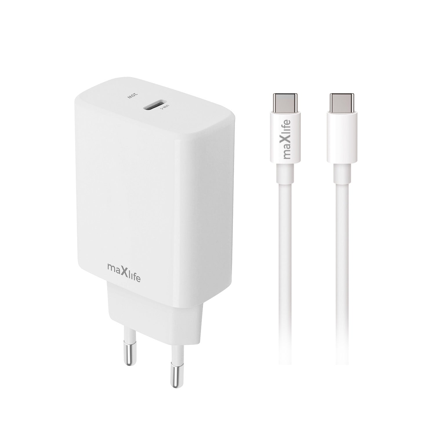 Laadija juhtmega Maxlife MXTC-10-20, USB-C, 20w (valge)