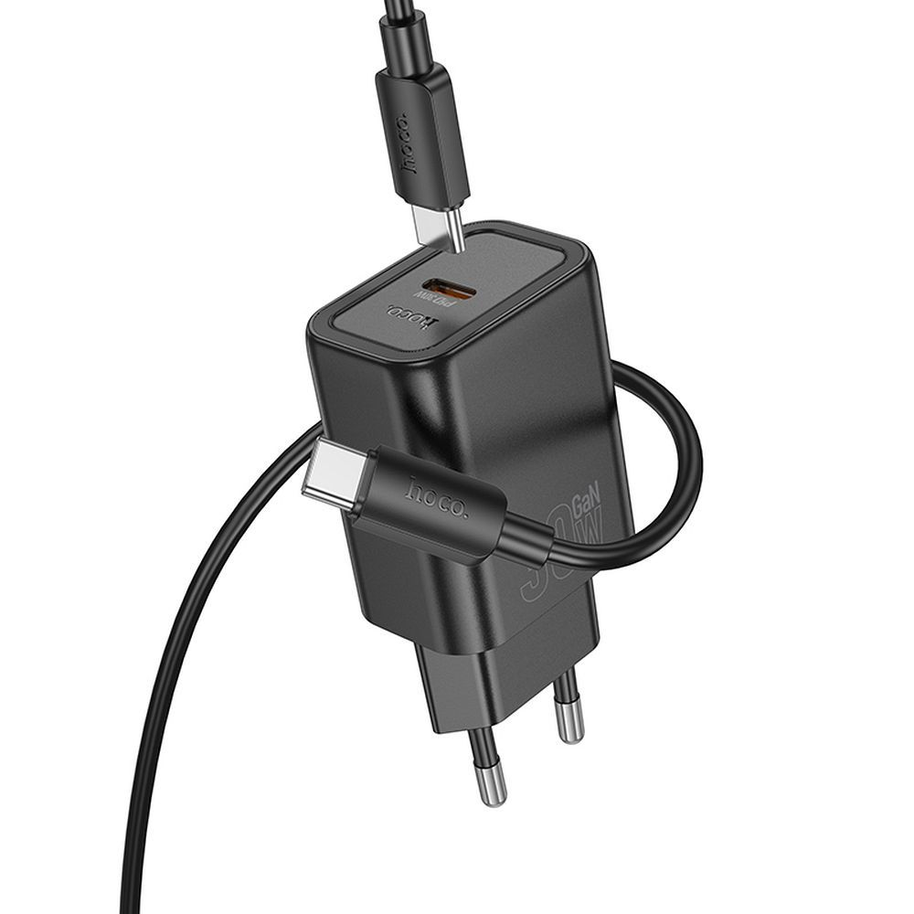 Laadija Hoco N62 30W GaN USB-C + USB-C to USB-C cable 1.0m (must)