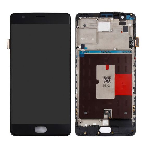 Varuosa Oneplus 3/Oneplus 3T LCD ekraan raamiga (must)