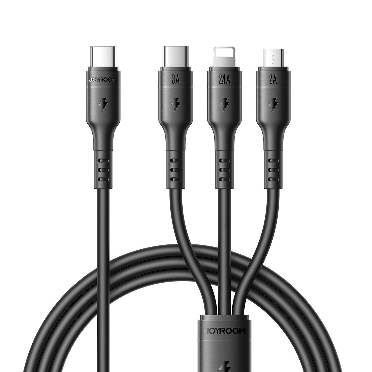 Juhe Joyroom 3in1 Juhe Joyroom 3in1 USB-c / Lighting+USB-C+Micro USB, 3.5A (1.2m / must)(1.2m / valge)