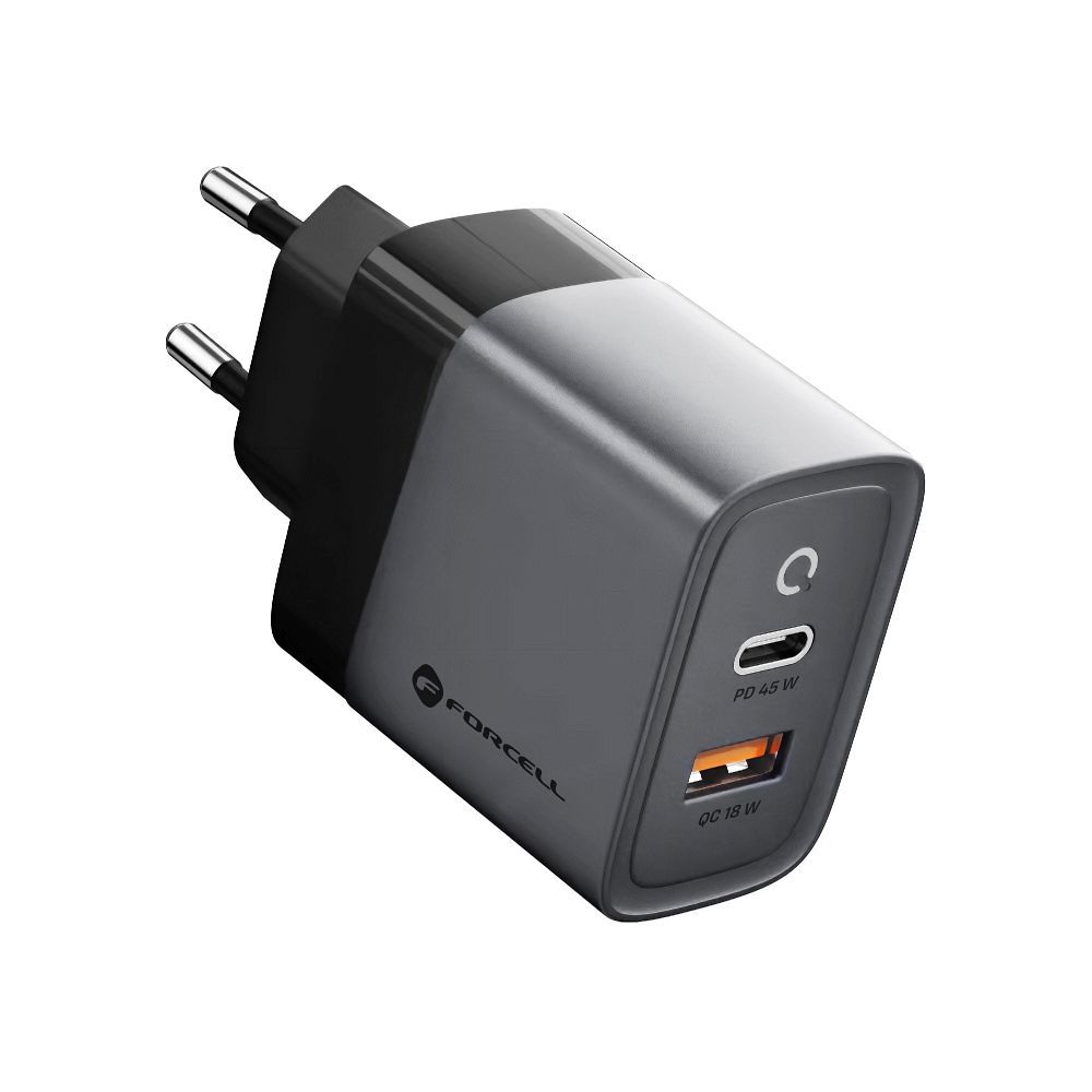 Laadija Forcell F-Energy GaN USB C + USB A QC4.0 PD 4A 45W (hall)