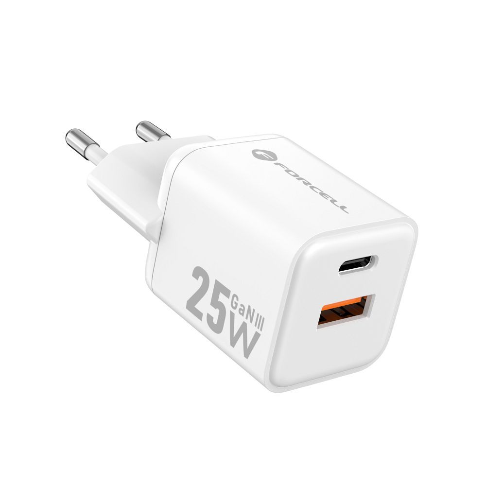 Laadija Forcell F-Energy Mini GaN III USB C + USB A QC4.0 PD 25W (valge)