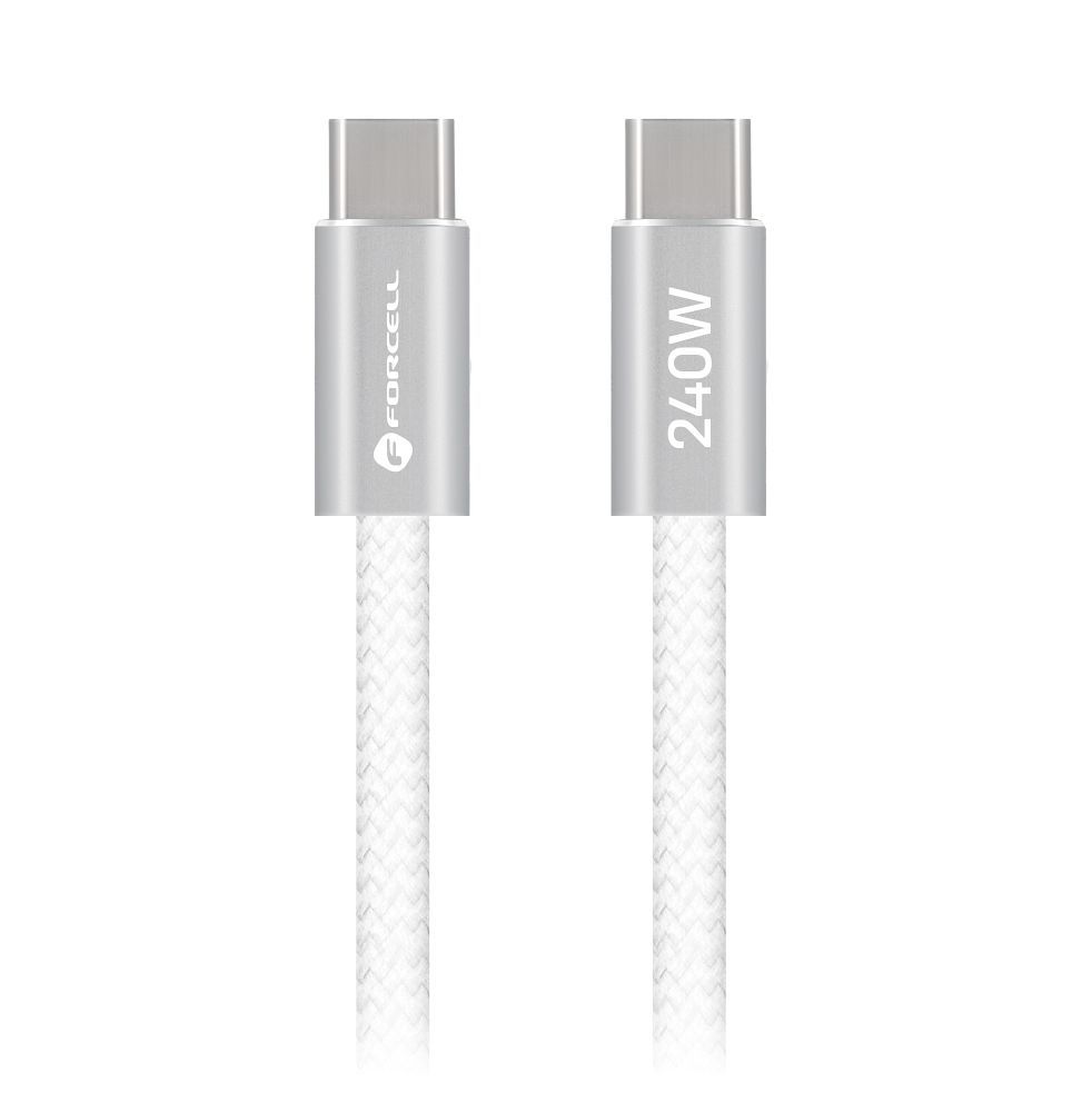 Juhe Forcell F-Energy QC4.0 PD 5A 240W Cafule Type- to Type-C 2m (valge)