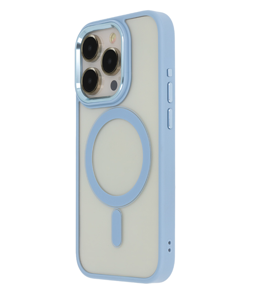 Ümbris Satin Elegant MagSafe iPhone 15 Plus (läbipaistev/helesinine)