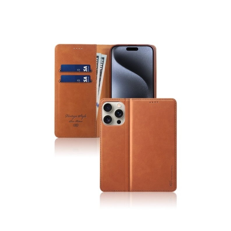 Ümbris kaanega HDD Magnetic Wallet Case iPhone 13/ 14 (pruun)