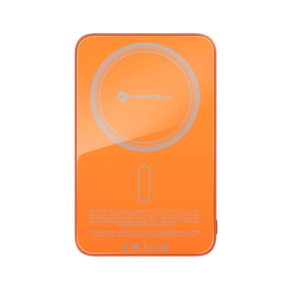 Akupank Forcell F-Energy SuperSlim F5K8 QC4.0 PD3.0 15W 5000 mAh (oranž)