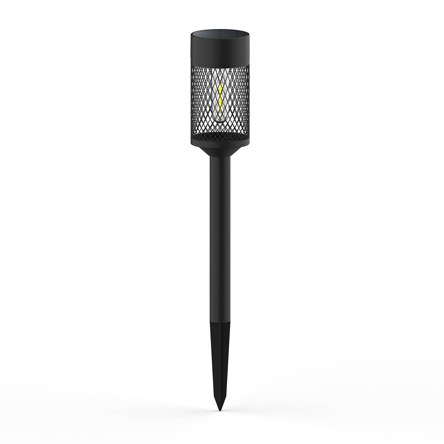 Forever Light päikeseenergial töötav LED-lamp terasest postipistikuga(must)