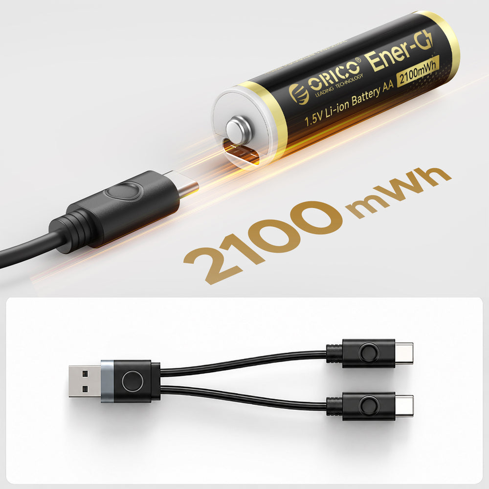 Patarei Orico AA USB-C Laetav (2 tk + kaabel)