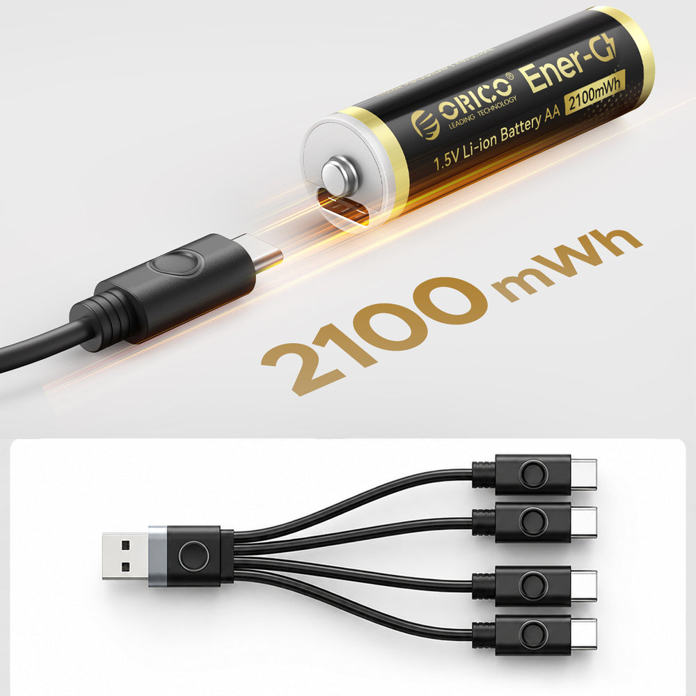 Patarei Orico AA USB-C Laetav (4 tk + kaabel)
